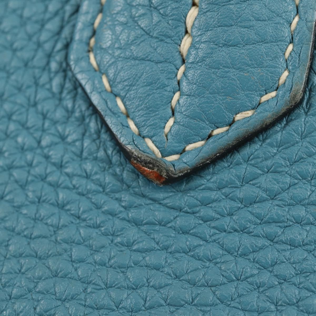 Hermes Birkin Blue Clemence With Palladium Hardware Blue Leather Handbag (Pre-Owned)
