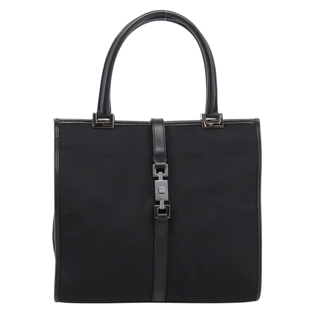 Gucci Jackie Canvas Black Canvas Tote Bag Bag (Pre-Owned)