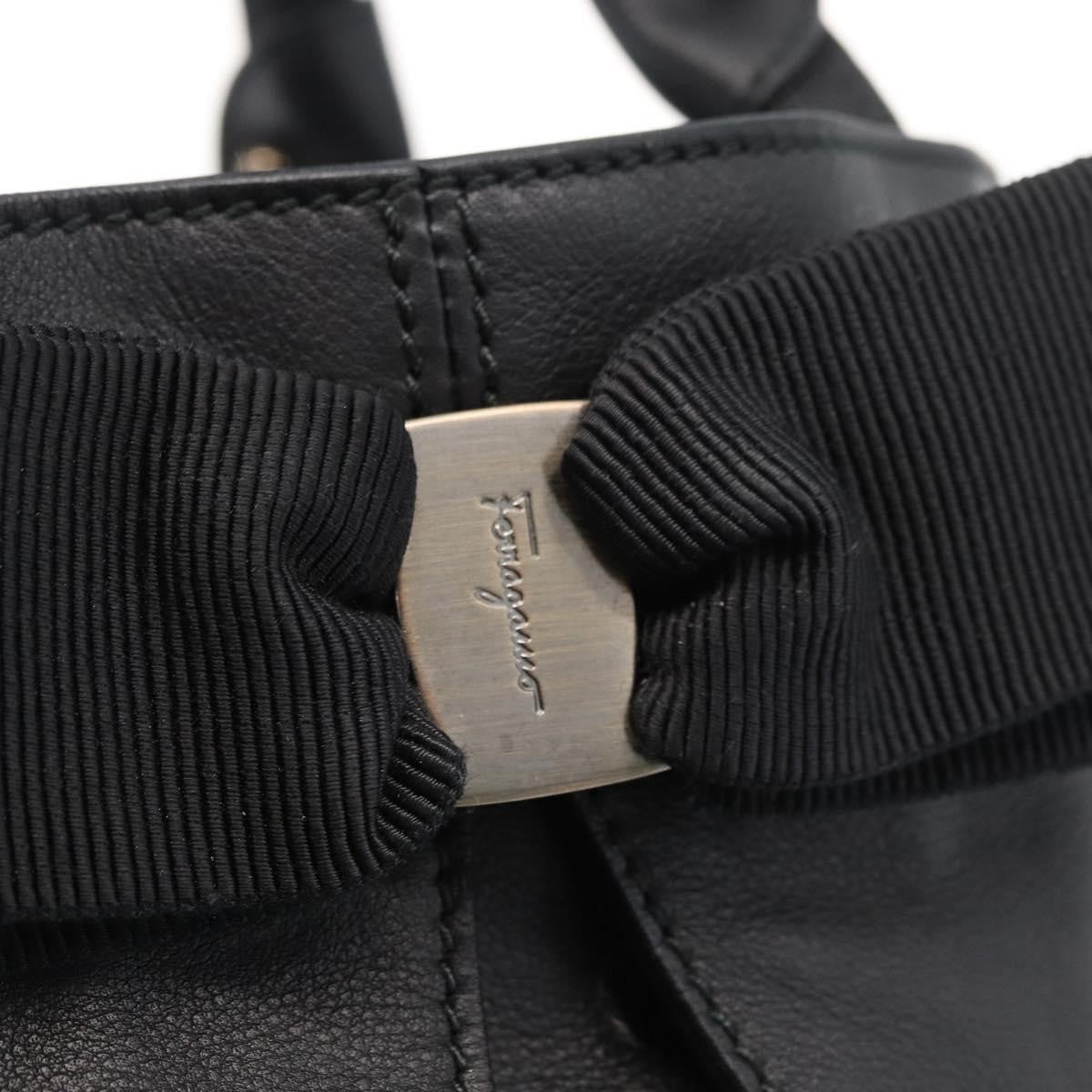 Salvatore Ferragamo Vala Tote Leather Black Leather Tote Bag Bag (Pre-Owned)