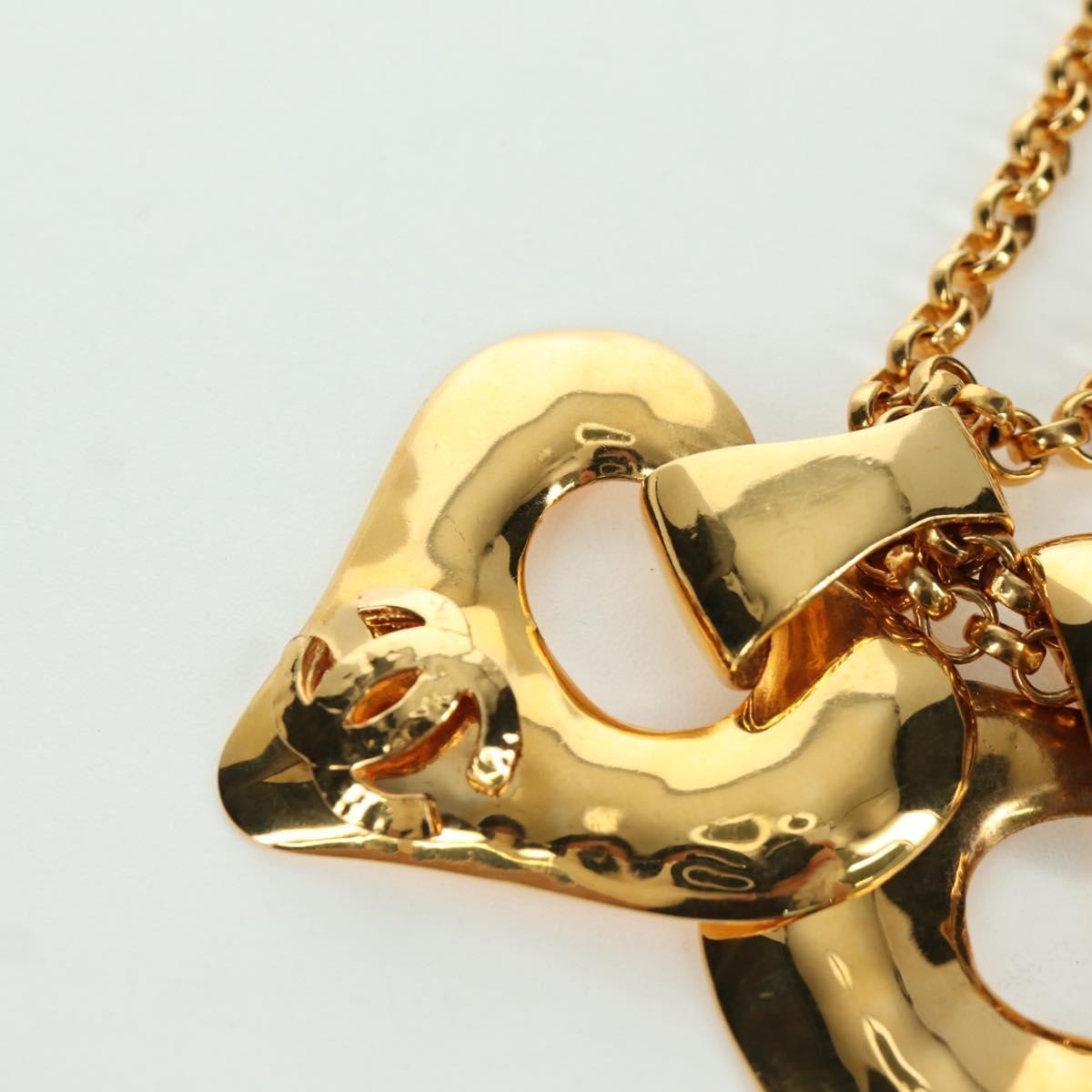 Chanel Vintage Cc Heart Pendant Long Metal Gold Metal Necklace Jewelry (Pre-Owned)
