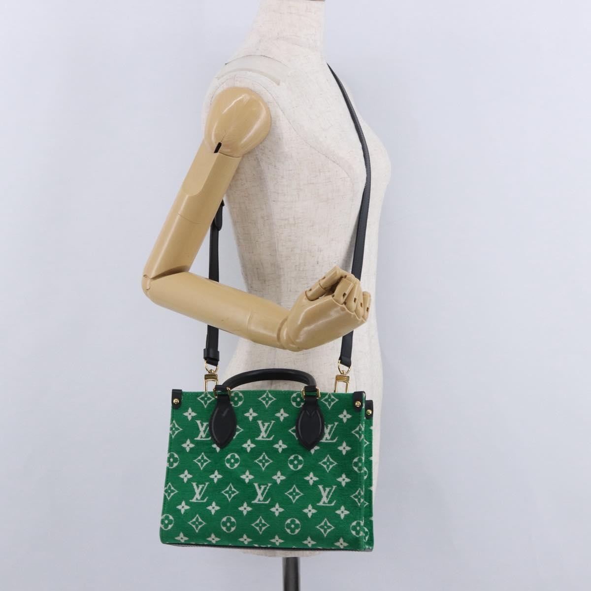 Louis Vuitton Onthego Lv Match Monogram Jacquard Velvet Green Canvas Tote Bag Bag (Pre-Owned)