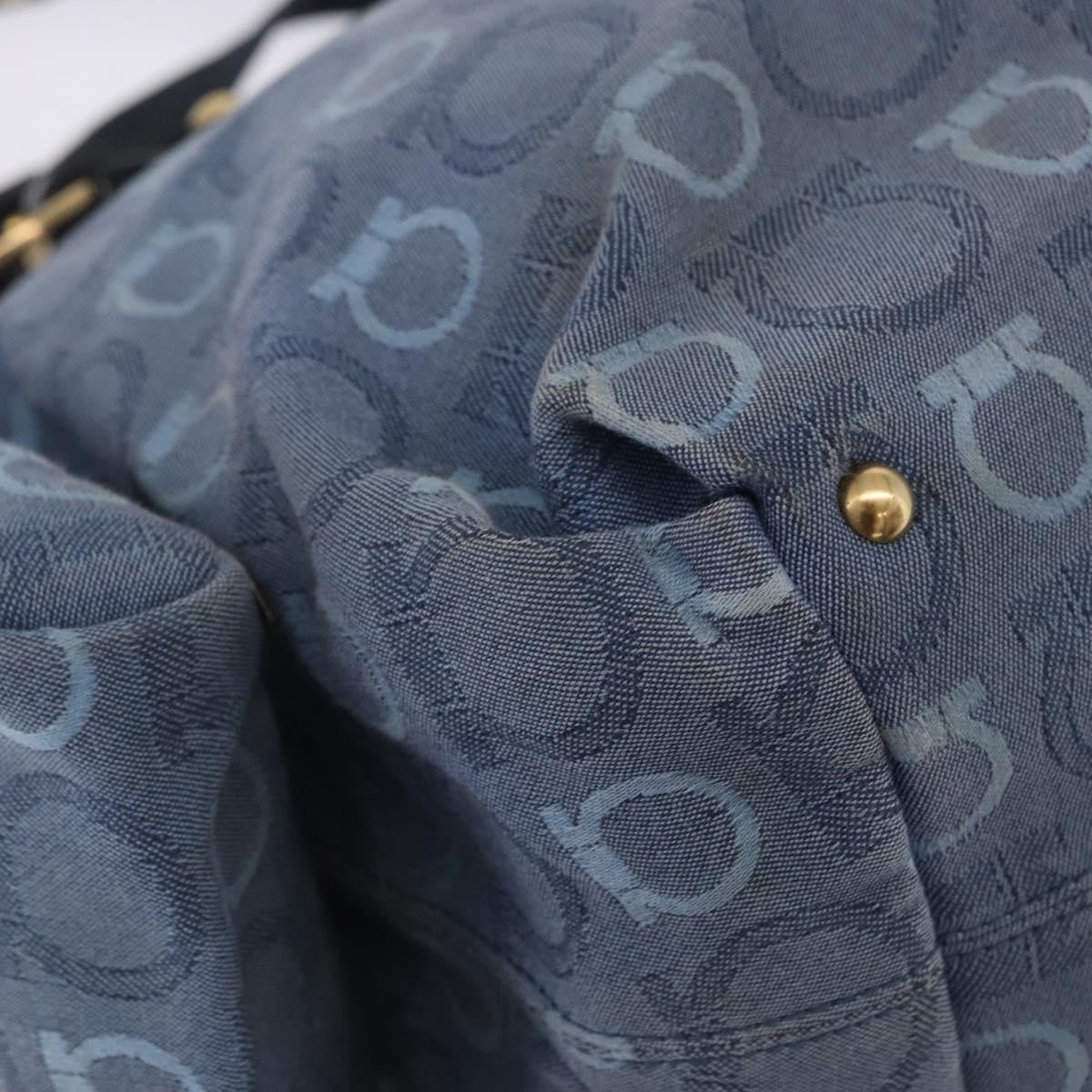 Salvatore Ferragamo Gancini Canvas Navy Canvas Crossbody Bag Bag (Pre-Owned)