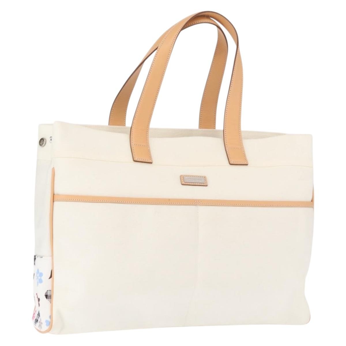 Burberry Black Label Canvas White Canvas Tote Bag Bag (Pre-Owned)
