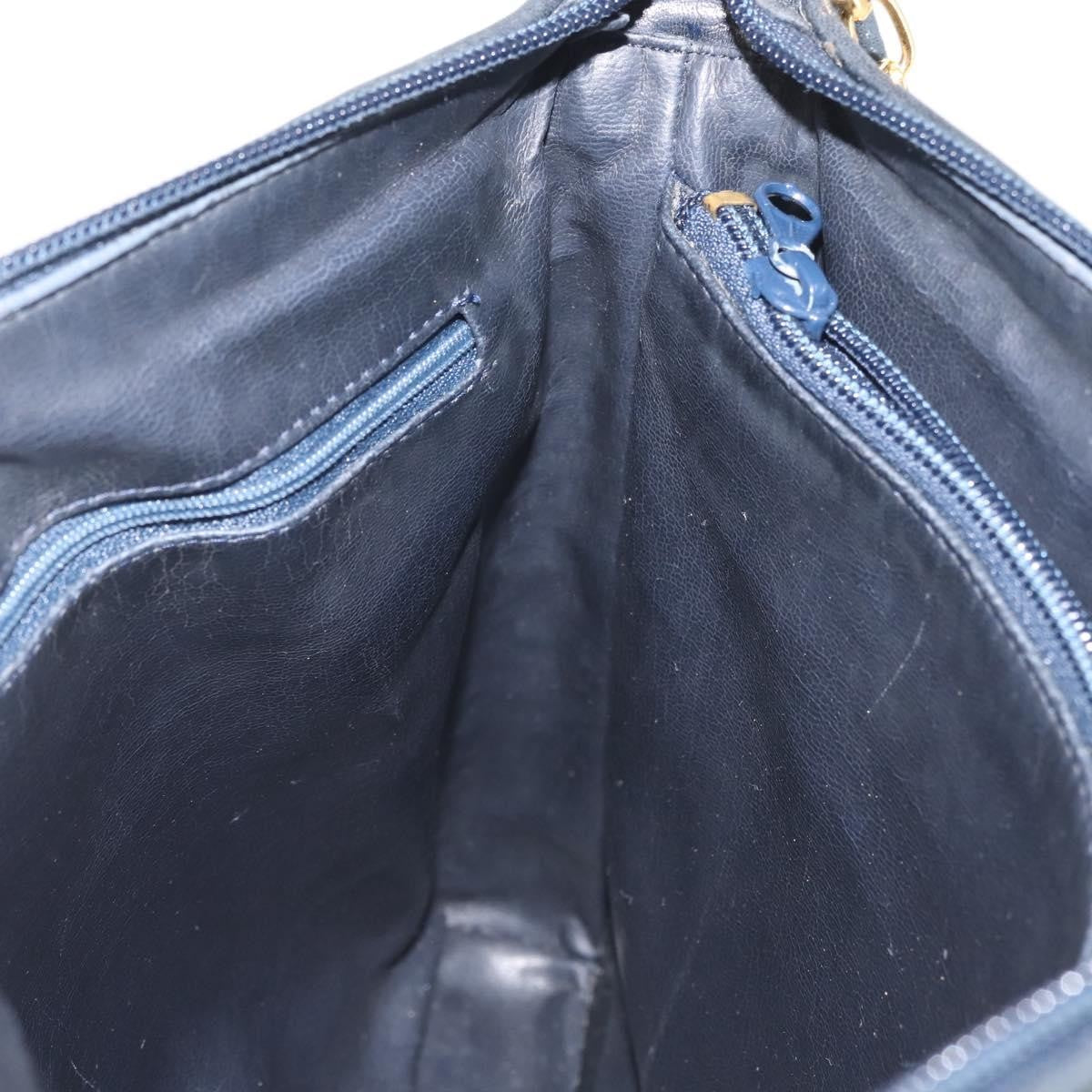 Bally Vintage Leather Navy Leather Shoulder Bag Bag (Pre-Owned)