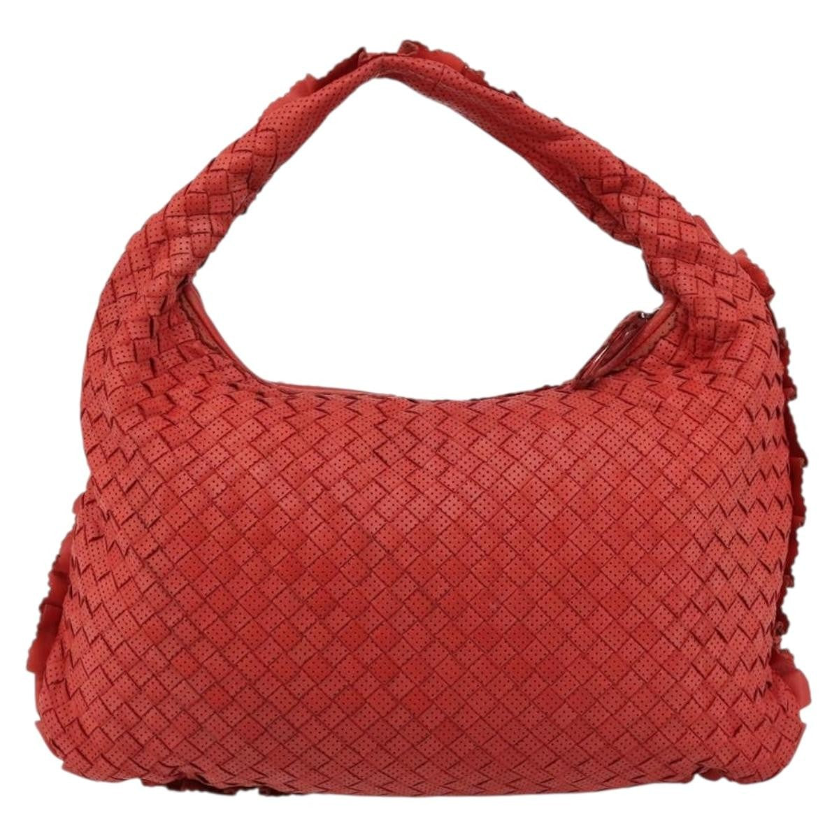 Bottega Veneta Intrecciato Shoulder Leather Red Leather Shoulder Bag Bag (Pre-Owned)