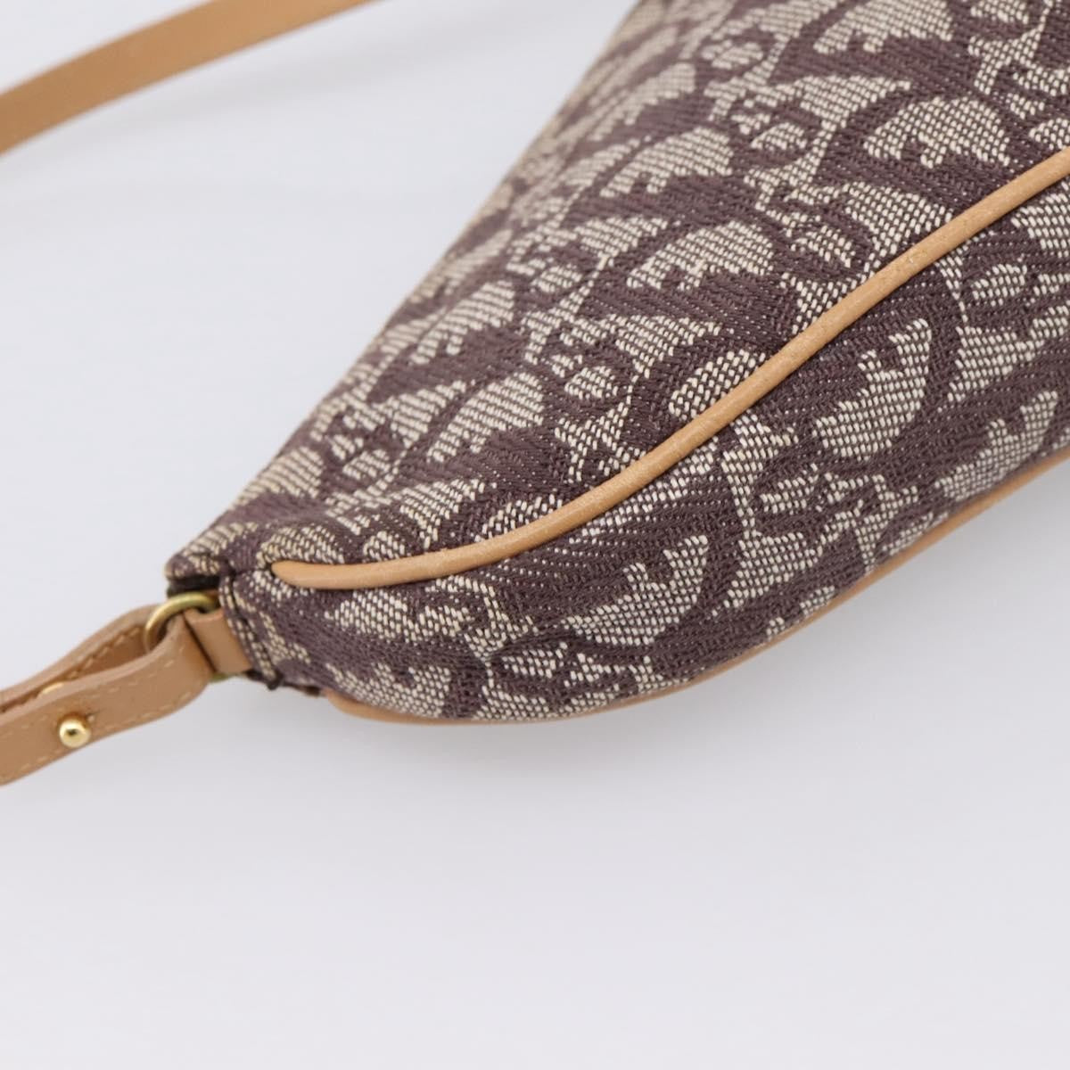 Christian Dior Vintage Saddle Bag Canvas Brown Canvas Clutche & Pouche Bag (Pre-Owned)