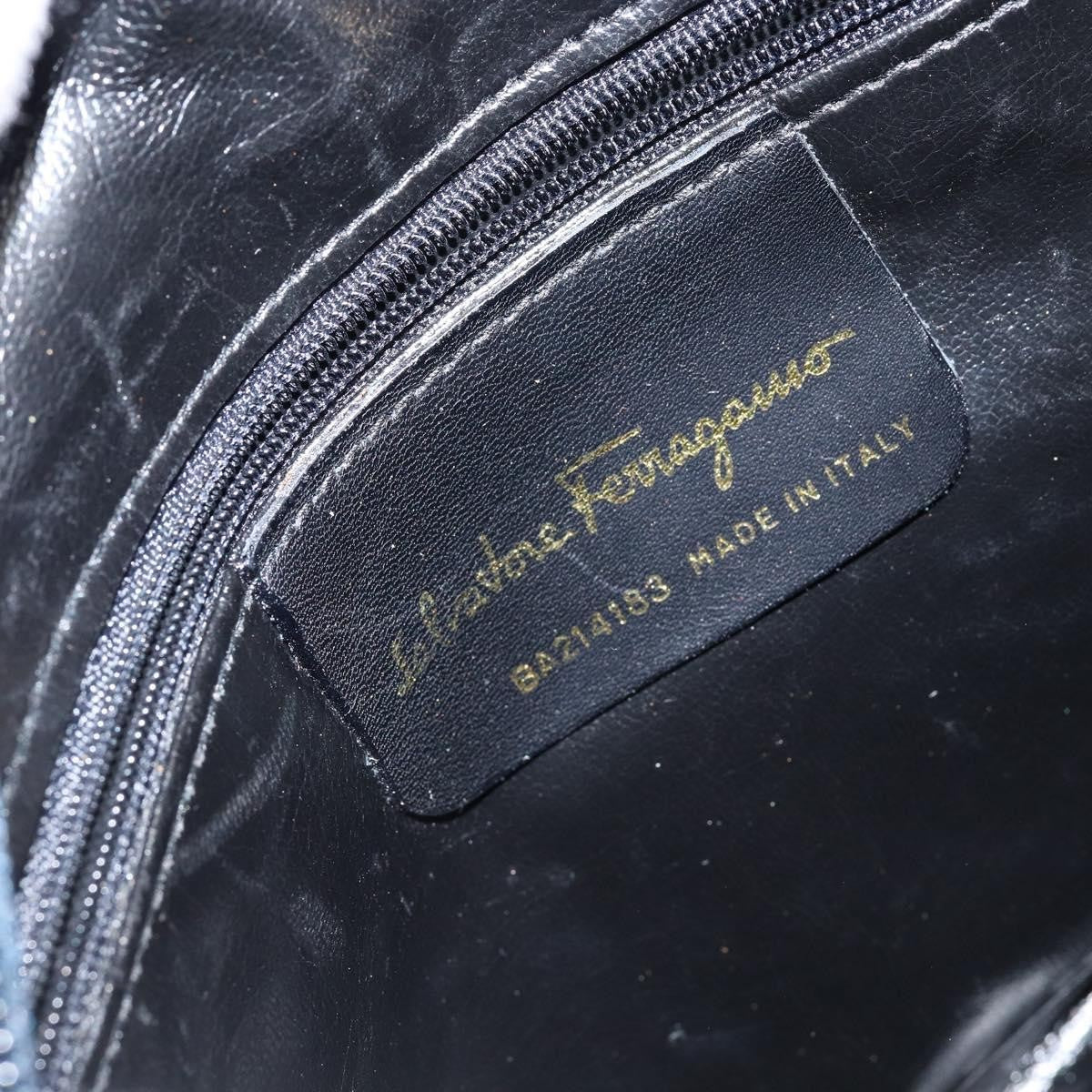 Salvatore Ferragamo Vala Leather Navy Leather Shoulder Bag Bag (Pre-Owned)