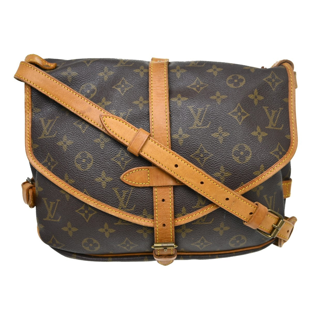 Louis Vuitton Saumur Monogram Canvas Brown Canvas Shoulder Bag Bag (Pre-Owned)