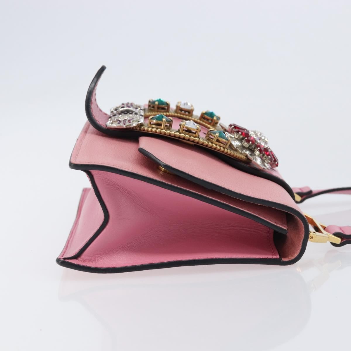 Miu Miu Madras Crystal Flap Leather Pink Leather Crossbody Bag Bag (Pre-Owned)