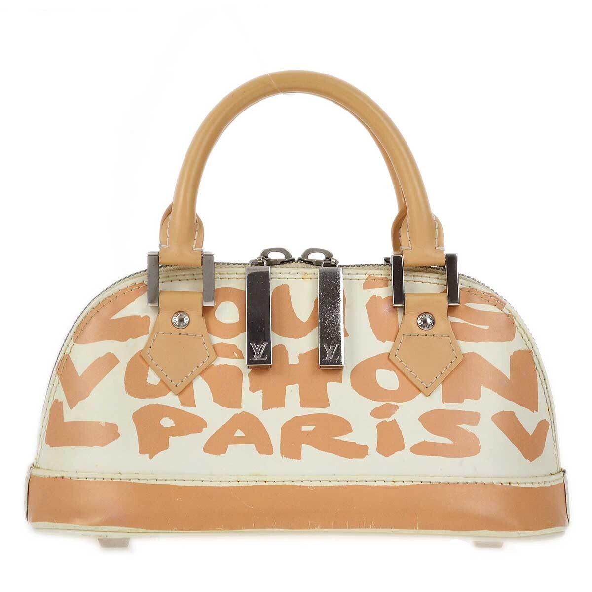 Louis Vuitton Alma Limited Edition Graffiti Leather Beige Leather Handbag (Pre-Owned)