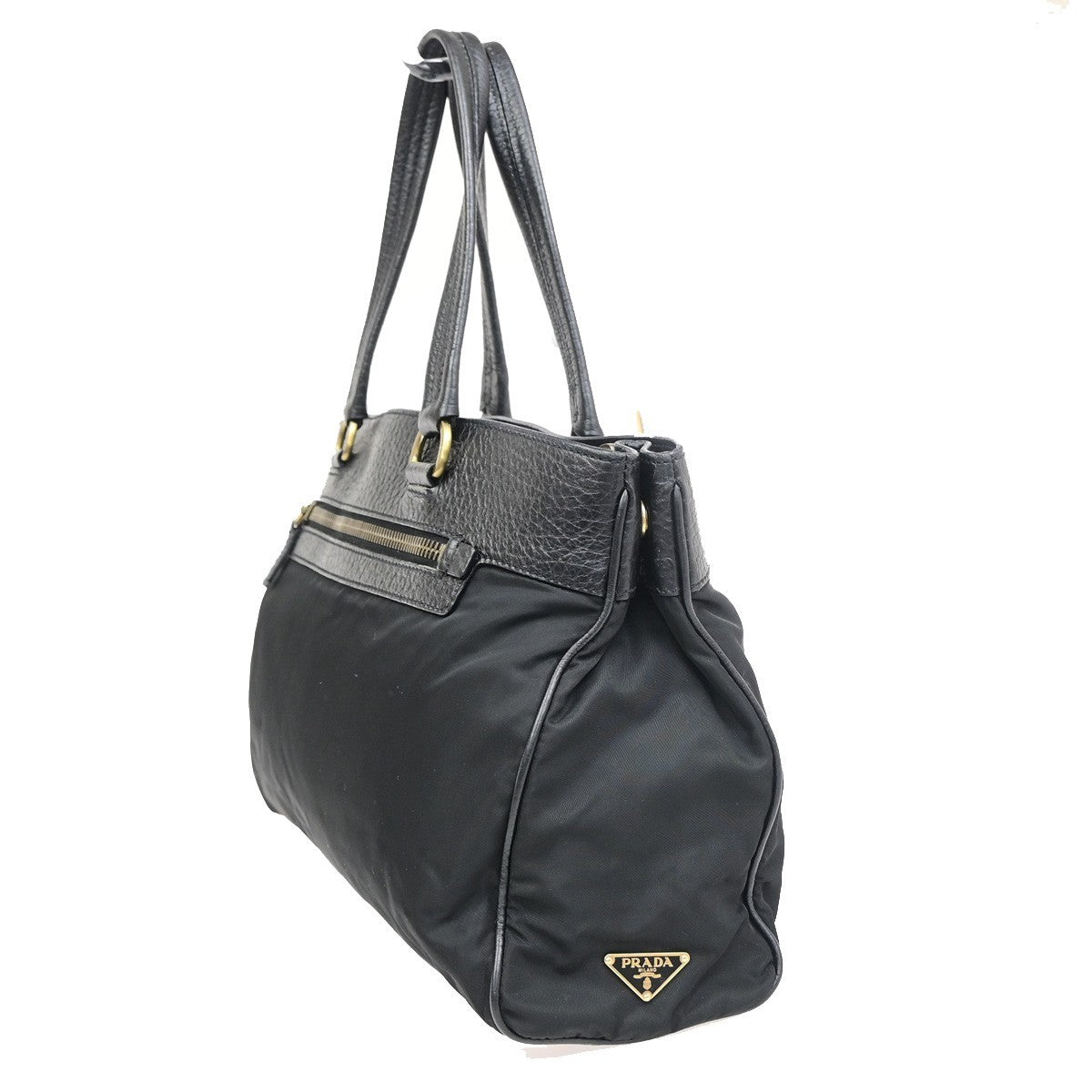 Prada Tessuto Tote Nylon And Leather Black Nylon Handbag (Pre-Owned)