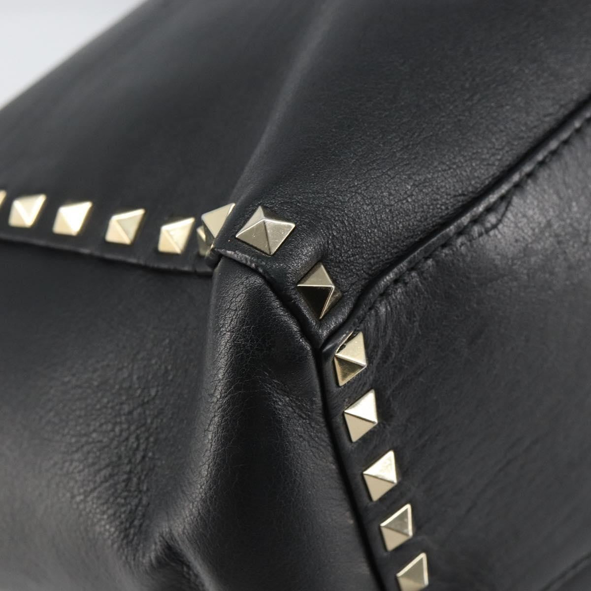 Valentino Garavani Rockstud Tote Soft Leather Black Leather Tote Bag Bag (Pre-Owned)