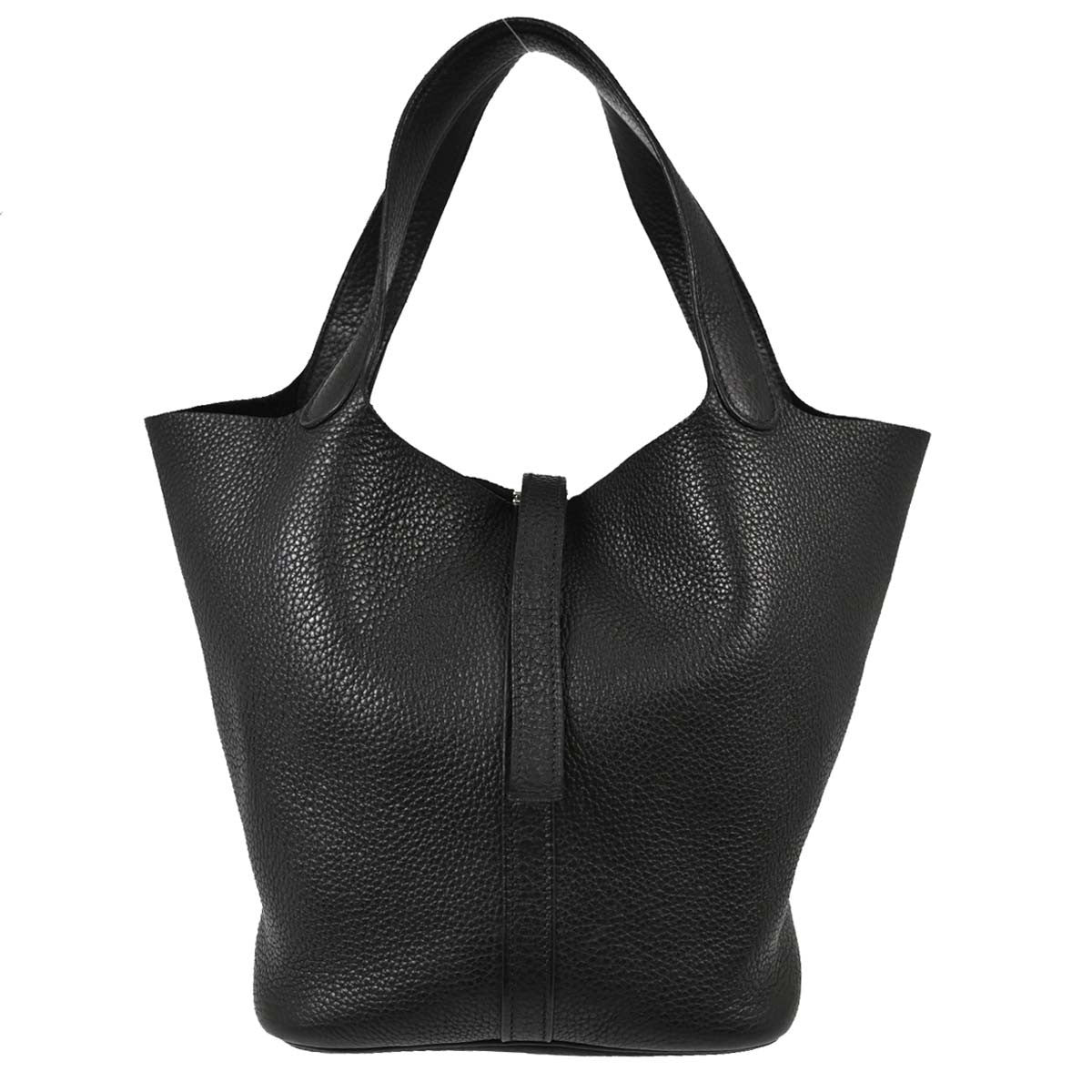 Hermes Picotin Clemence Black Leather Handbag (Pre-Owned)
