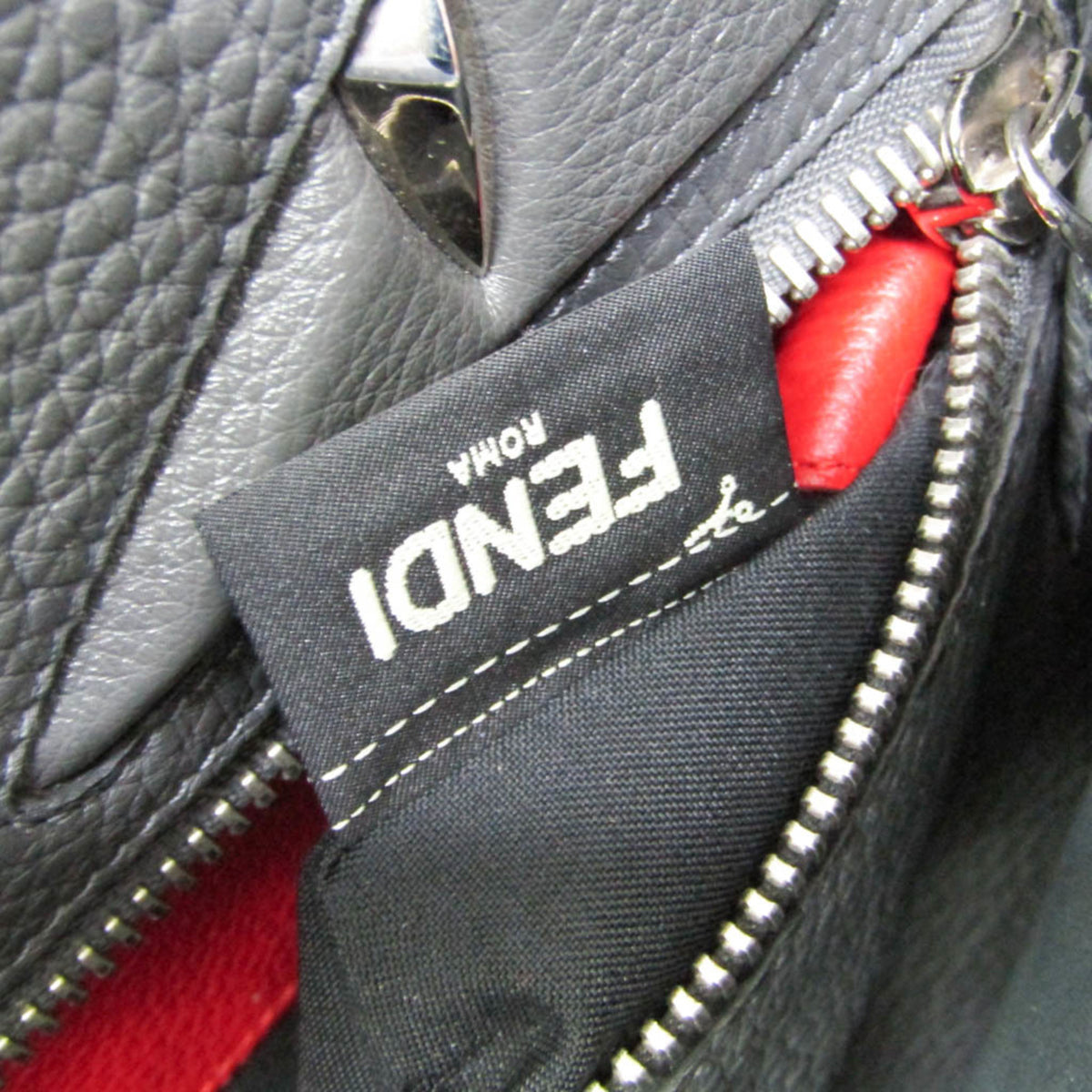 Fendi Monster Selleria Peekaboo Fit Leather Gray Leather Handbag (Pre-Owned)