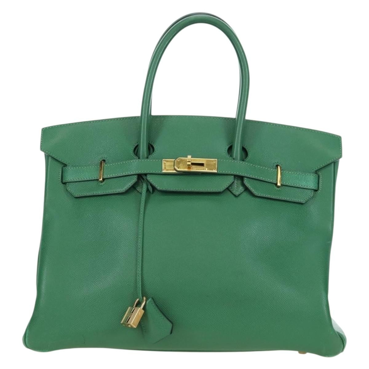 Hermes Birkin Green Togo With Gold Hardware Green Leather Handbag (Pre-Owned)