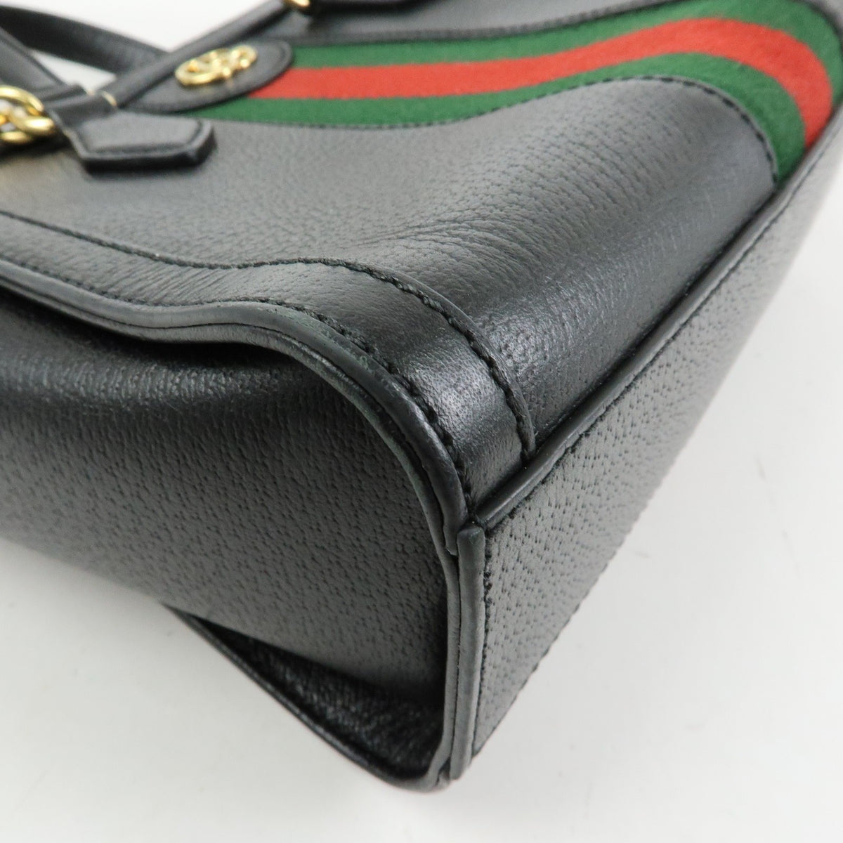 Gucci Ophidia Top Handle Leather Black Leather Tote Bag Bag (Pre-Owned)