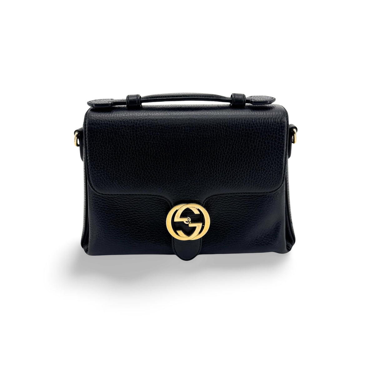 Gucci Interlocking Leather Black Leather Shoulder Bag Bag (Pre-Owned)