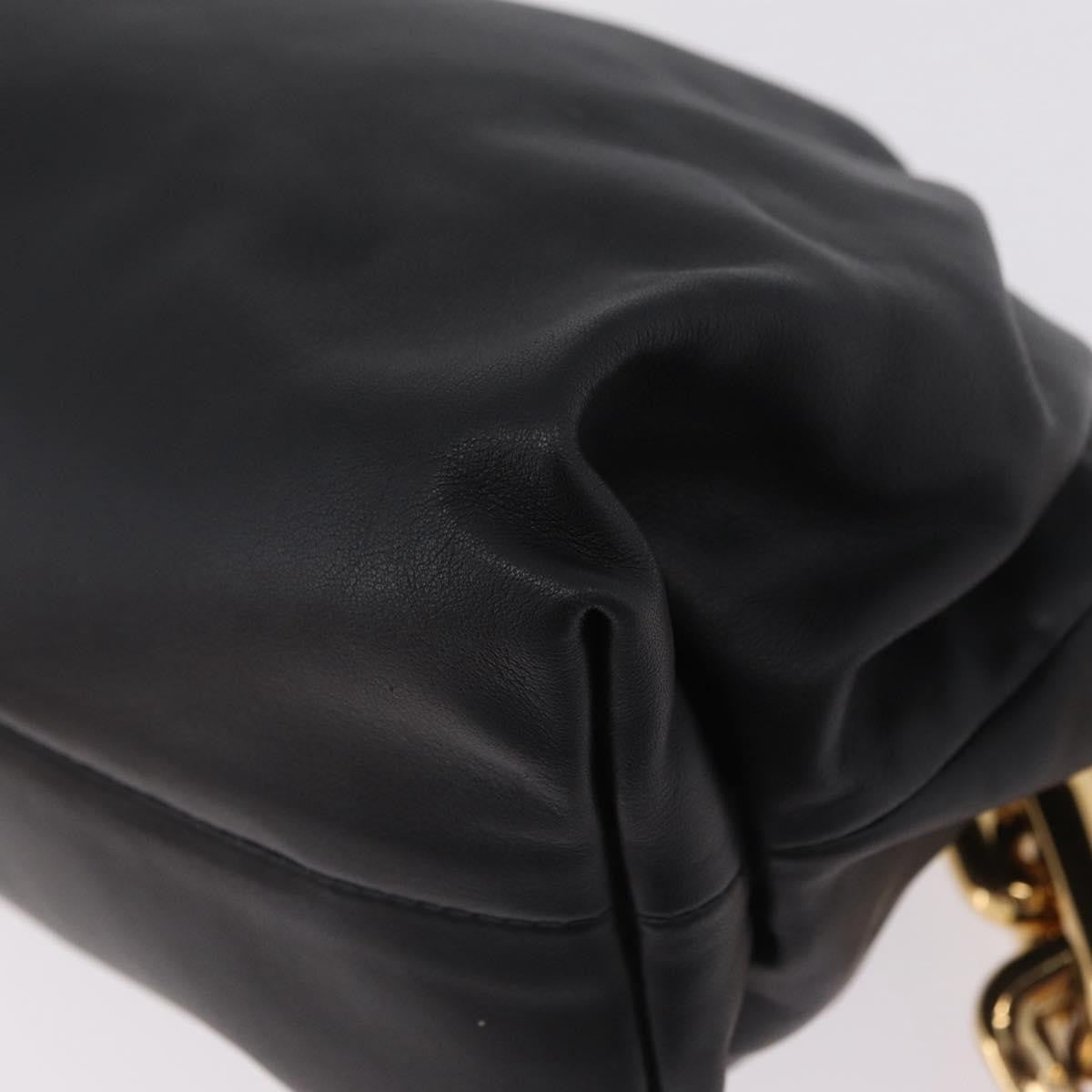 Bottega Veneta The Chain Pouch Leather Black Leather Clutche & Pouche Bag (Pre-Owned)