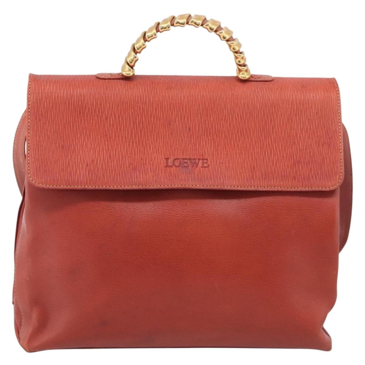 Loewe Vintage Velazquez Top Handle Leather Orange Leather Handbag (Pre-Owned)