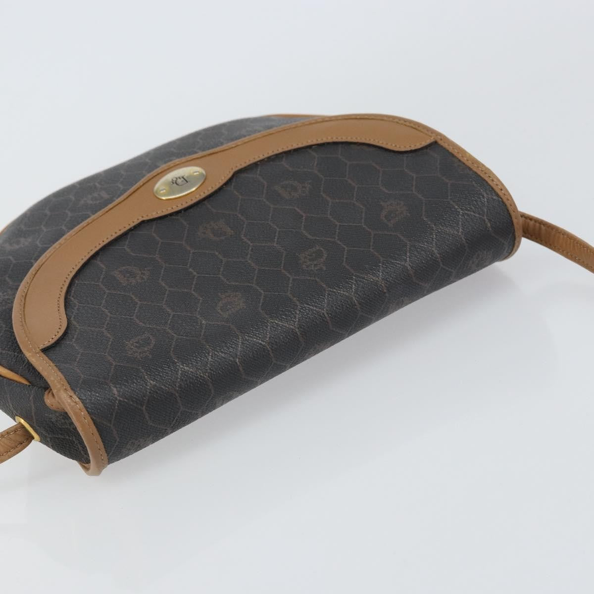 Christian Dior Vintage Honeycomb Flap Coated Canvas Black Canvas Shoulder Bag Bag (Pre-Owned)