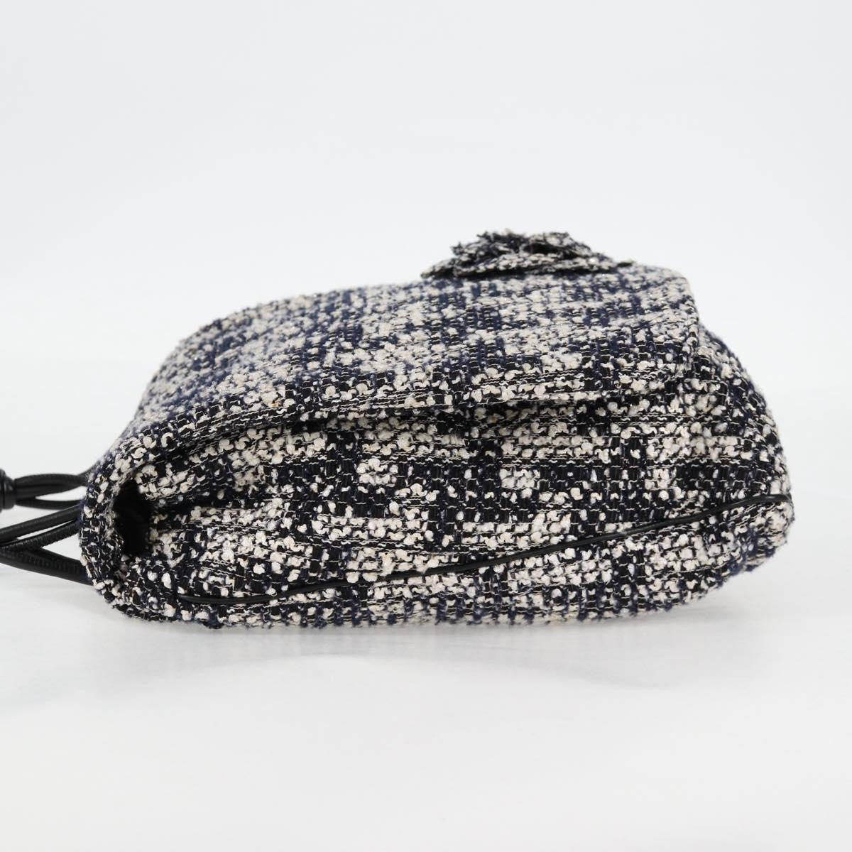 Chanel Camellia Messenger Tweed Black Tweed Shoulder Bag Bag (Pre-Owned)