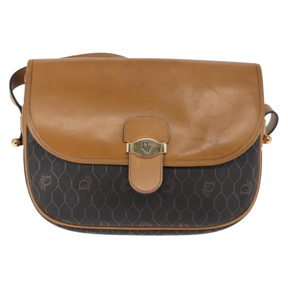 Christian Dior Vintage Honeycomb Canvas And Leather Brown Canvas Shoulder Bag Bag (Pre-Owned)