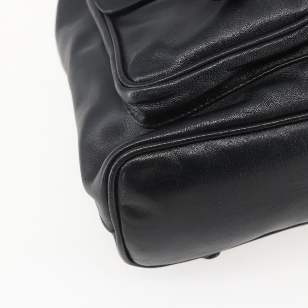 Gucci Vintage Bamboo Leather Black Leather Backpack Bag (Pre-Owned)
