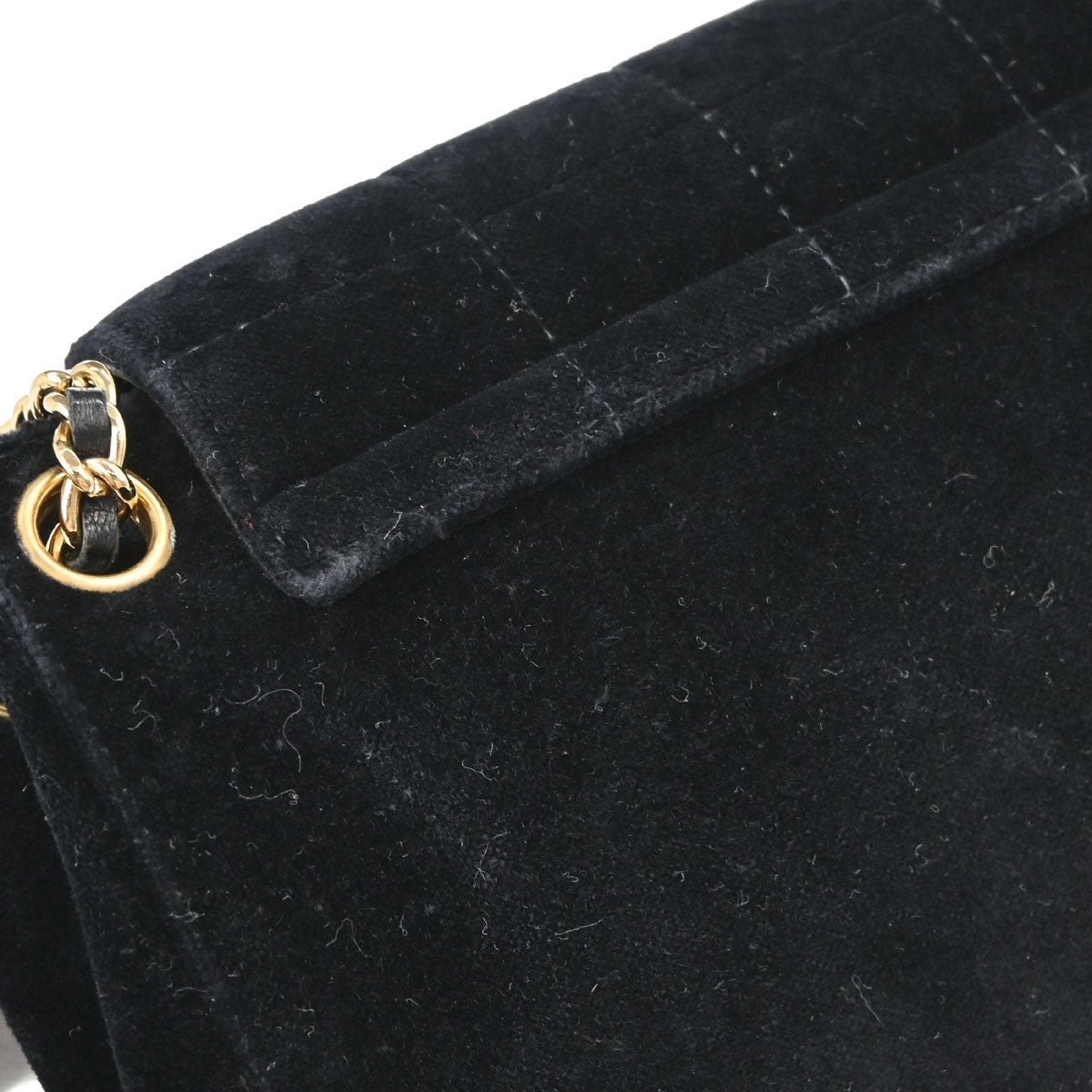 Chanel Chocolate Bar Mademoiselle Lock Chain Quilted Velvet Black Velvet Shoulder Bag Bag (Pre-Owned)