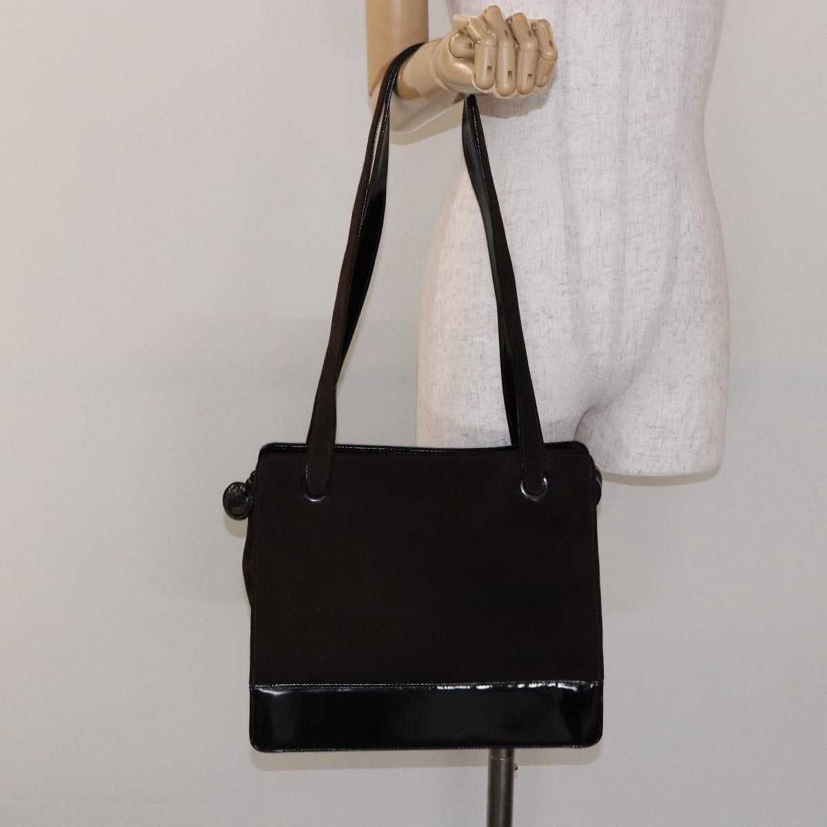 Chanel Vintage Logo Tote Suede Brown Suede Tote Bag Bag (Pre-Owned)