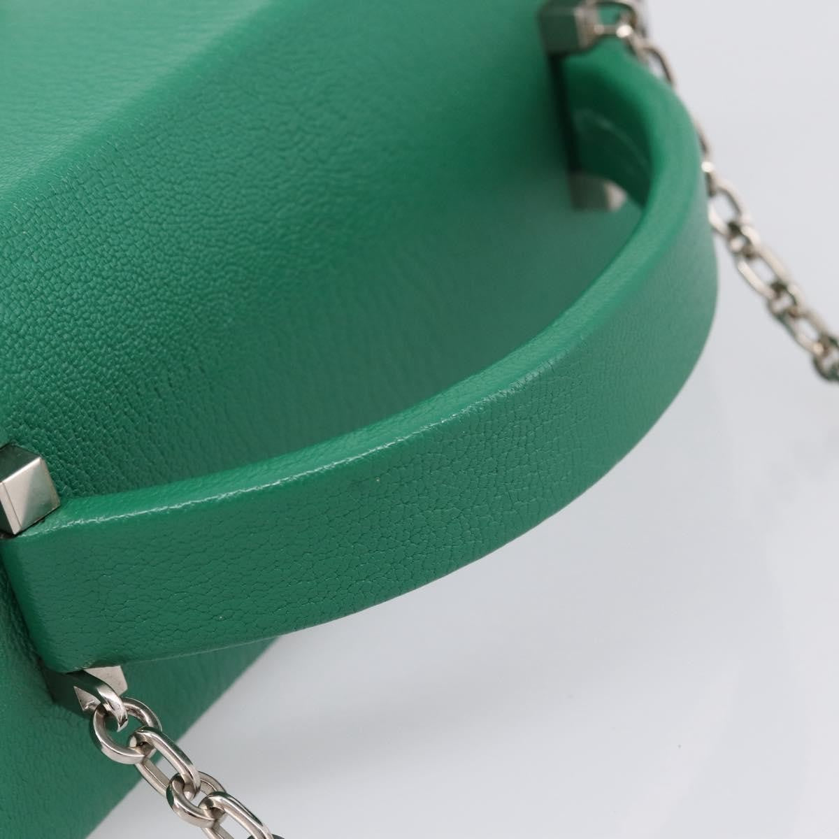 Hermes Cinhetic Top Handle Chevre Mysore Green Leather Handbag (Pre-Owned)