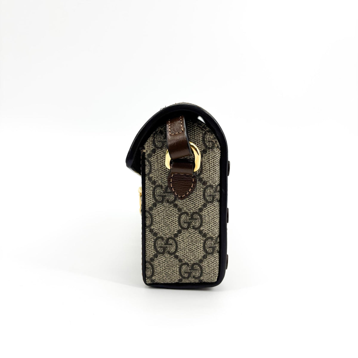 Gucci Horsebit 1955 Flap Gg Coated Canvas Brown Canvas Crossbody Bag Bag (Pre-Owned)