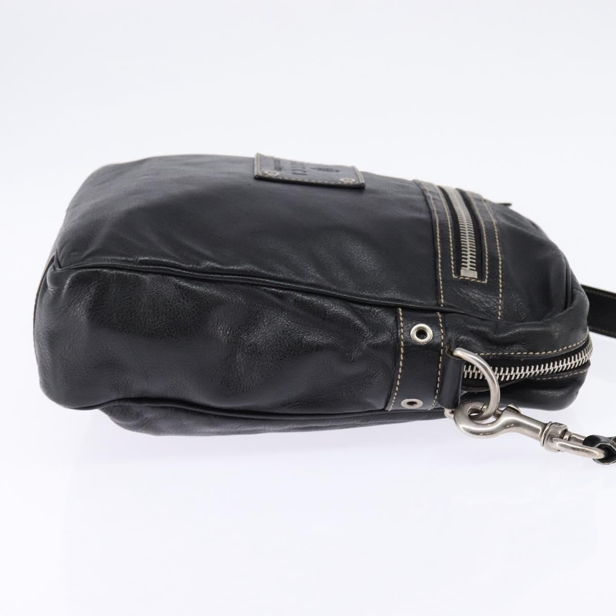 Gucci Front Zip Messenger Leather Black Leather Shoulder Bag Bag (Pre-Owned)