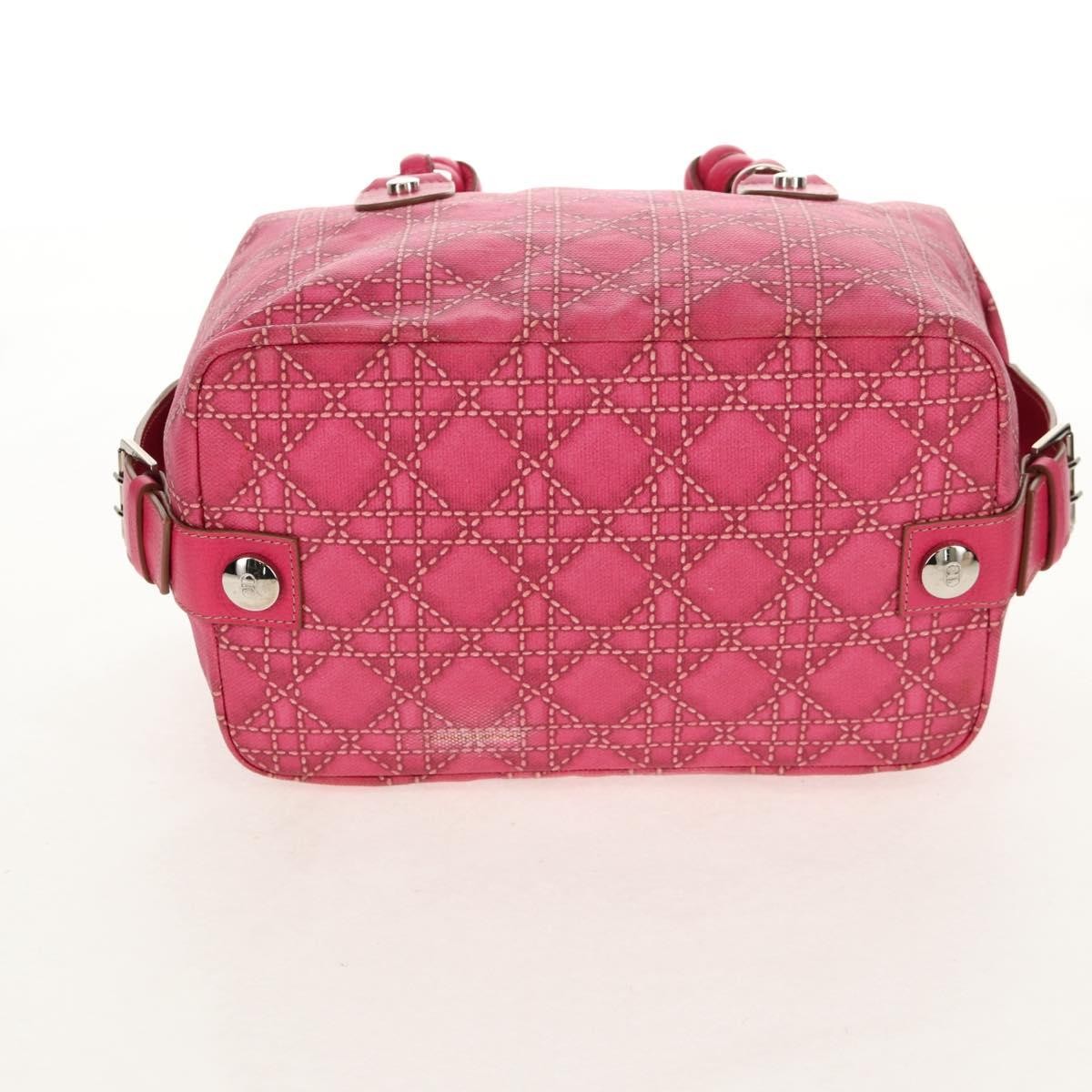 Christian Dior Cannage Canvas Pink Canvas Handbag (Pre-Owned)