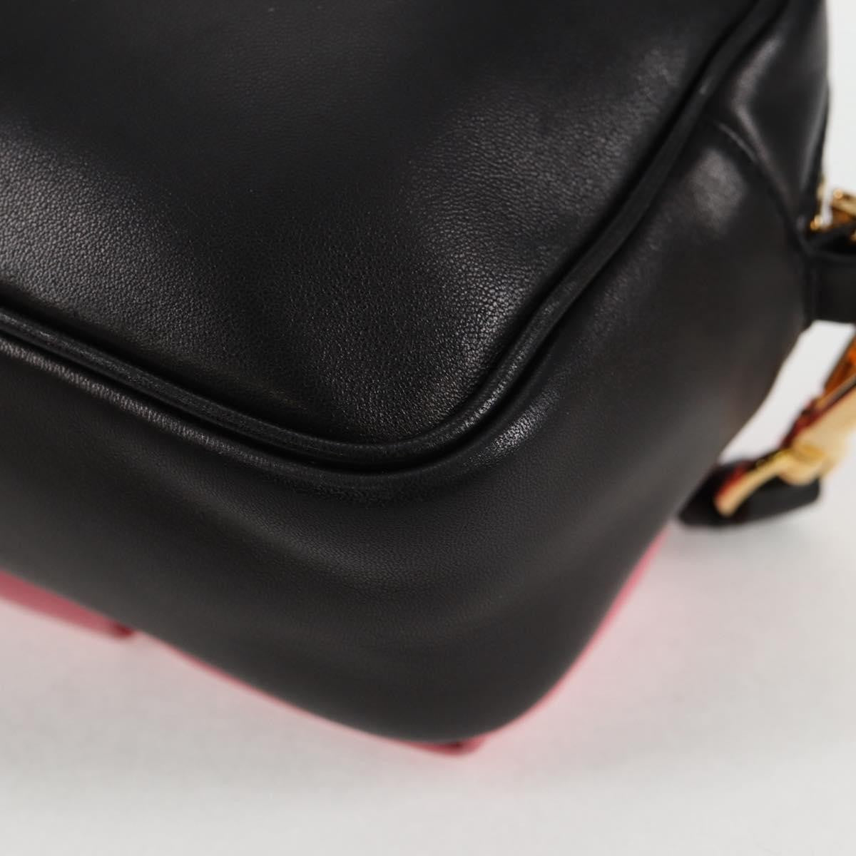 Prada Bow Camera Nappa Leather Black Leather Shoulder Bag Bag (Pre-Owned)