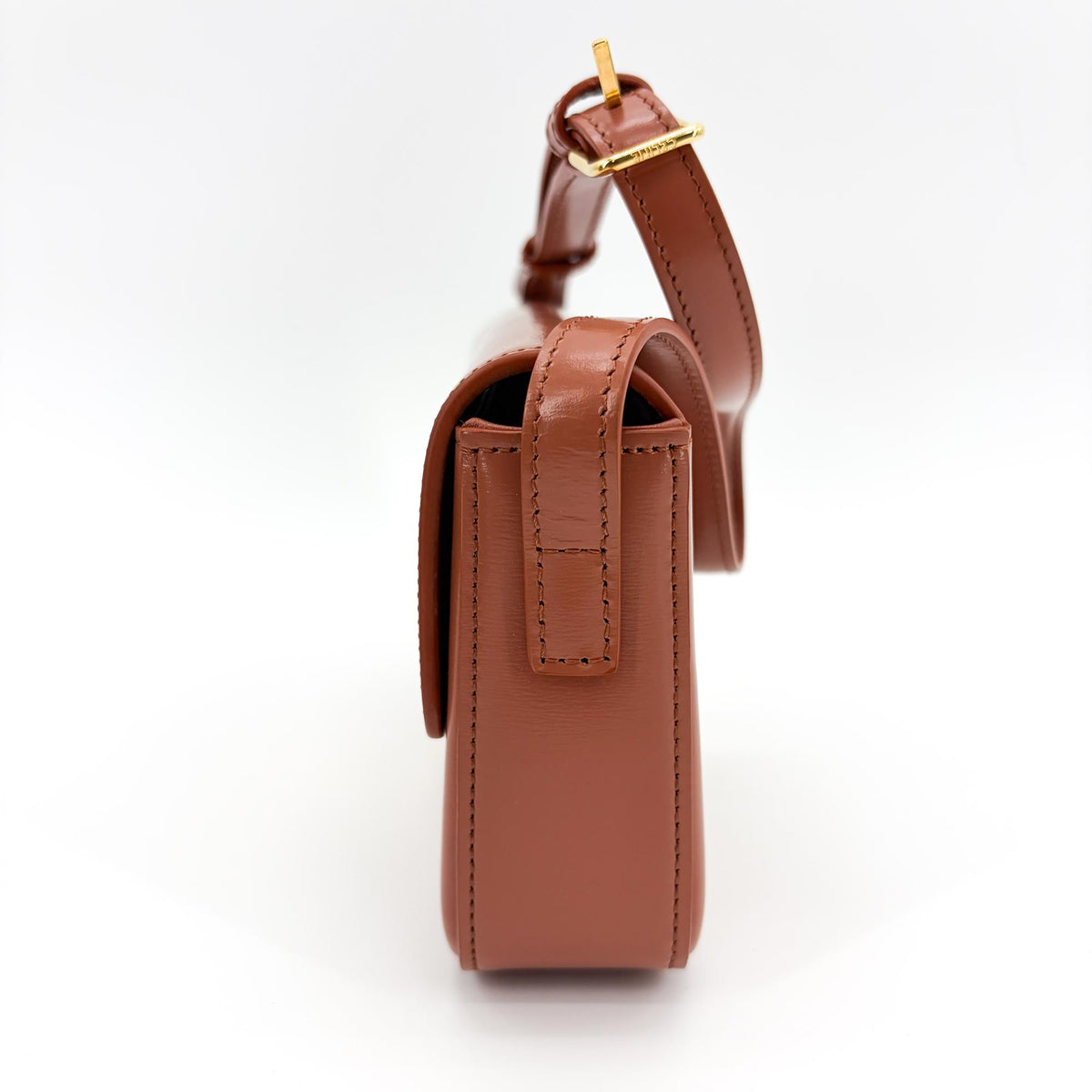 Celine Triomphe East-West Smooth Calfskin Brown Leather Shoulder Bag Bag (Pre-Owned)