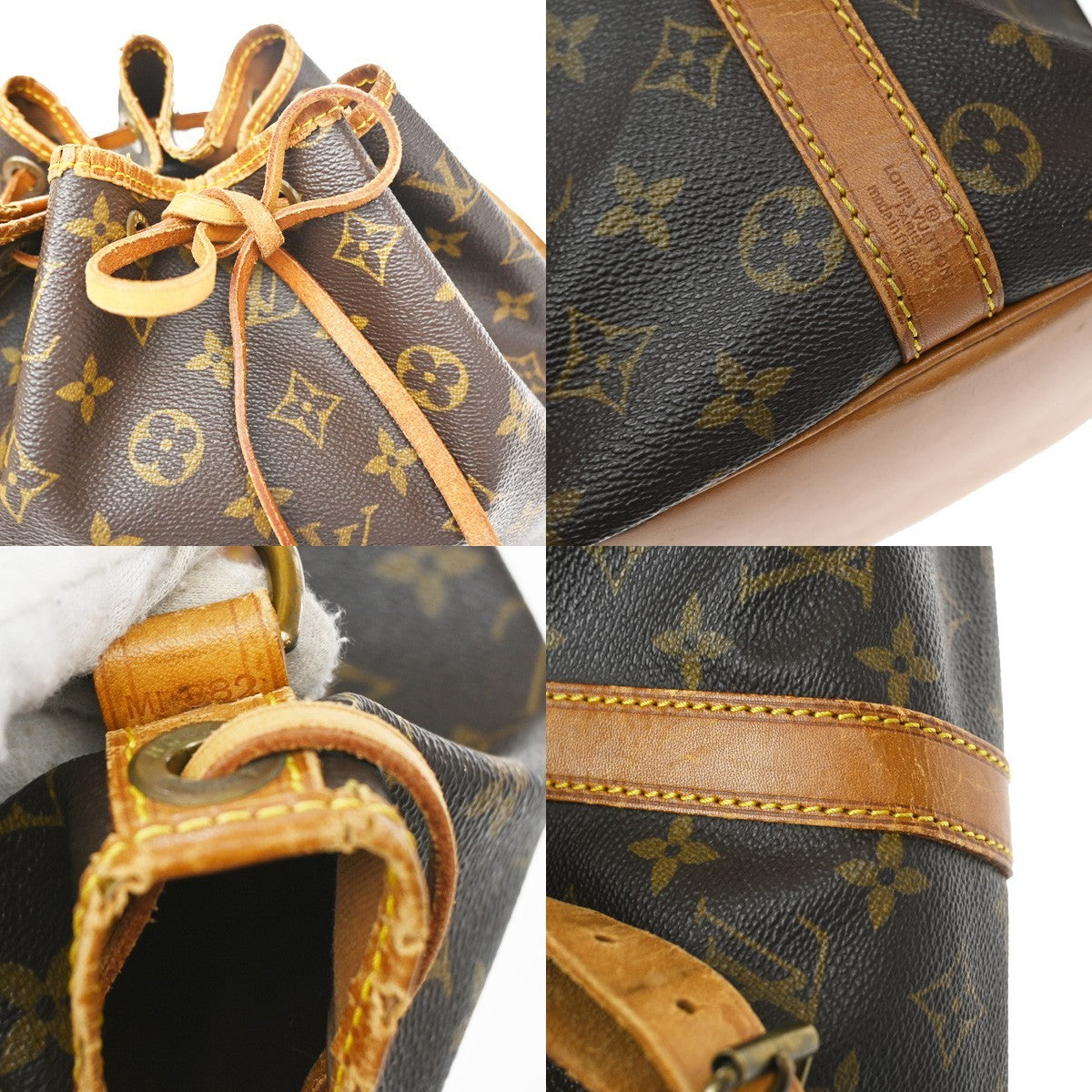 Louis Vuitton Petit Noe Monogram Canvas Brown Leather Handbag (Pre-Owned)