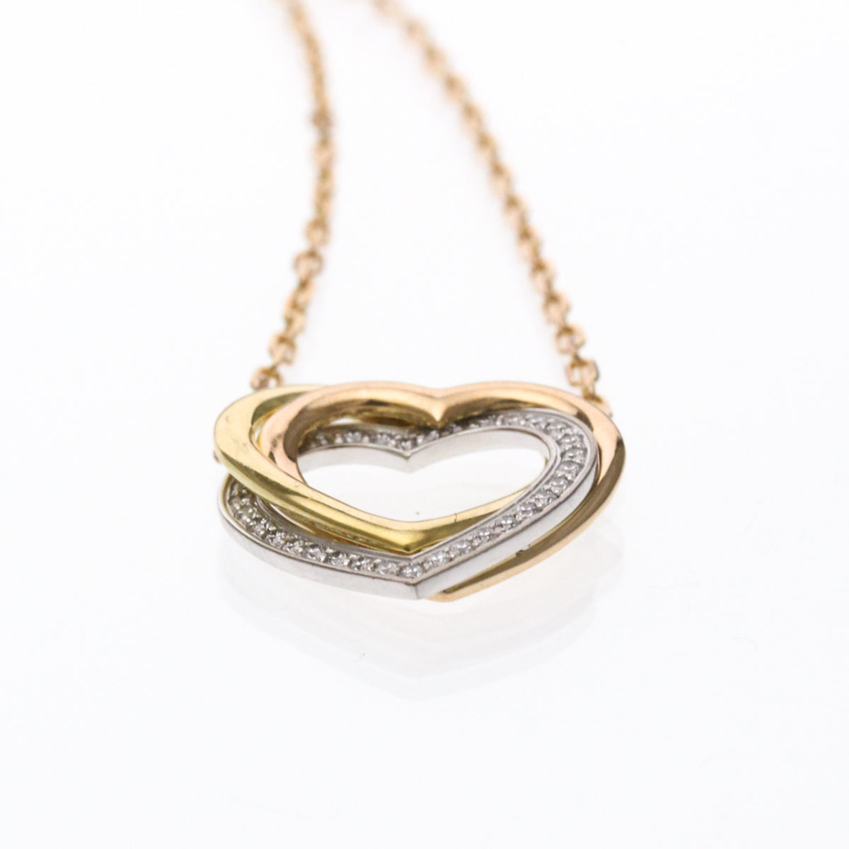 Cartier Trinity De Cartier Heart Pendant 18K Tricolor Gold With Diamonds Gold Gold Necklace Jewelry (Pre-Owned)