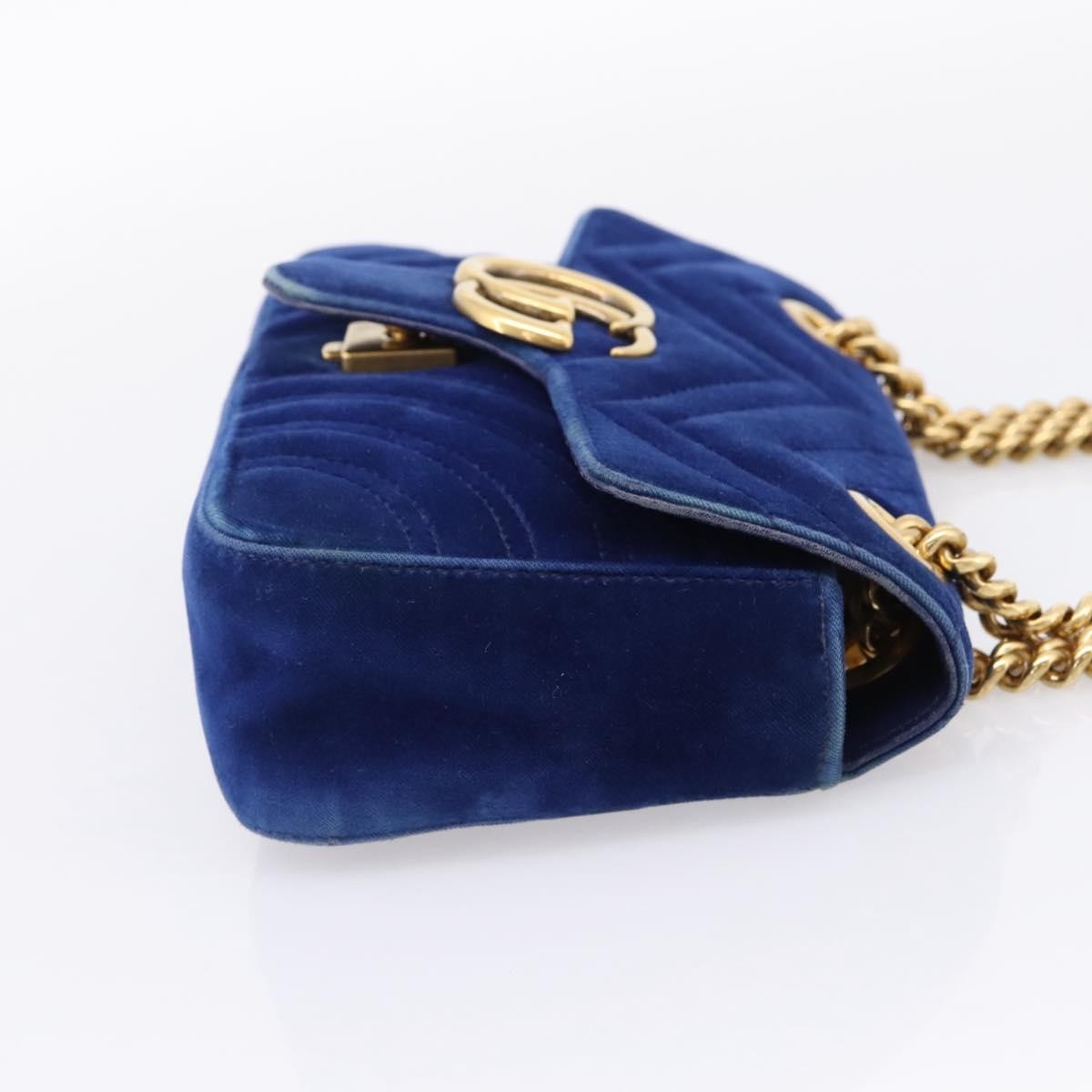 Gucci Gg Marmont Matelassé Velvet Blue Velvet Shoulder Bag Bag (Pre-Owned)