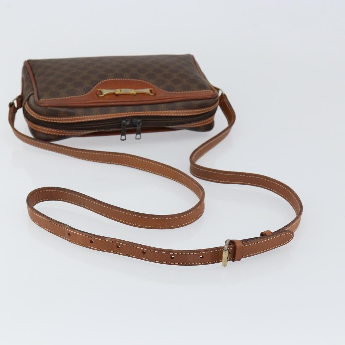 Celine Vintage Macadam Canvas And Leather Brown Canvas Shoulder Bag Bag (Pre-Owned)