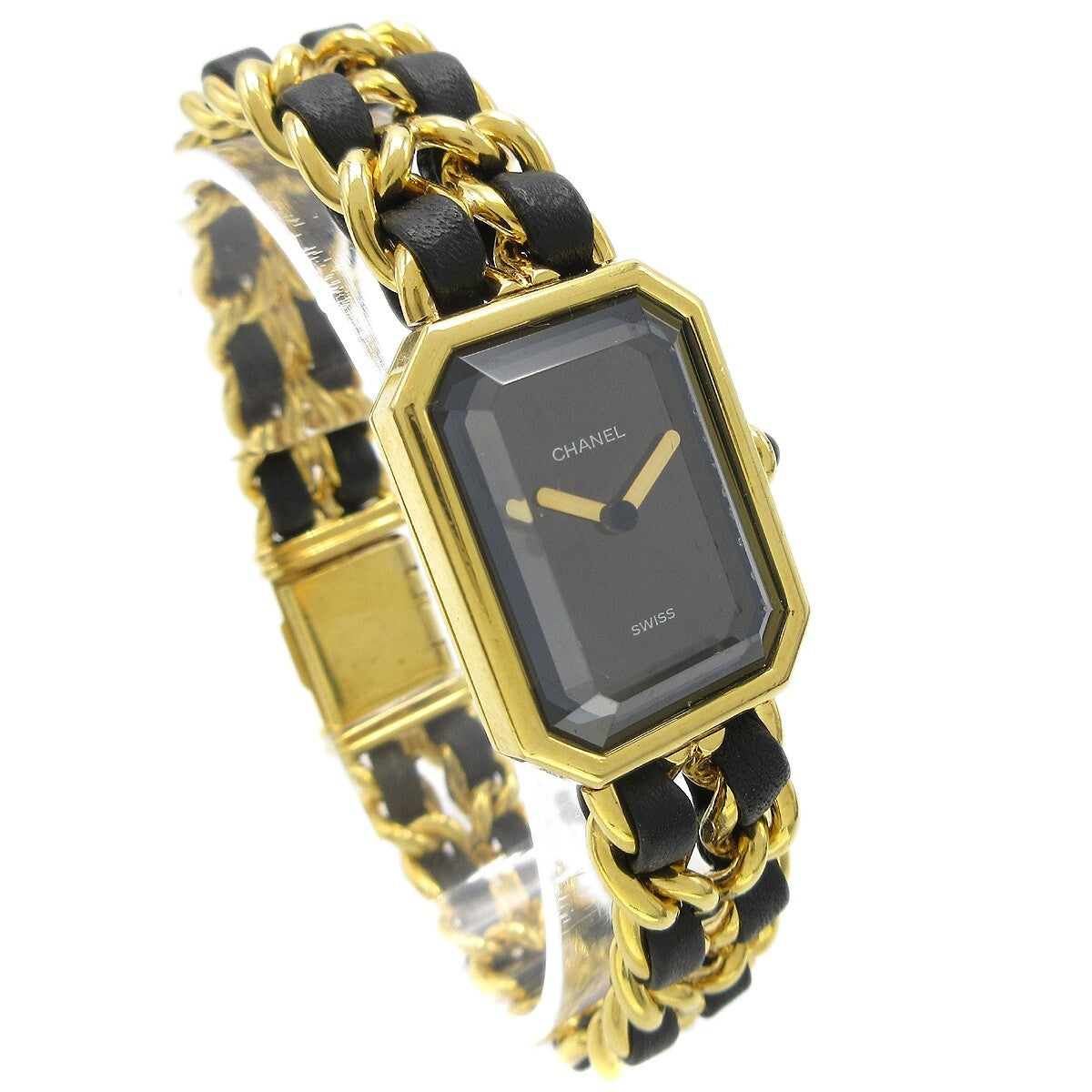 Chanel Premiere Rock Quartz Plated Metal And Leather Watch (Pre-Owned)