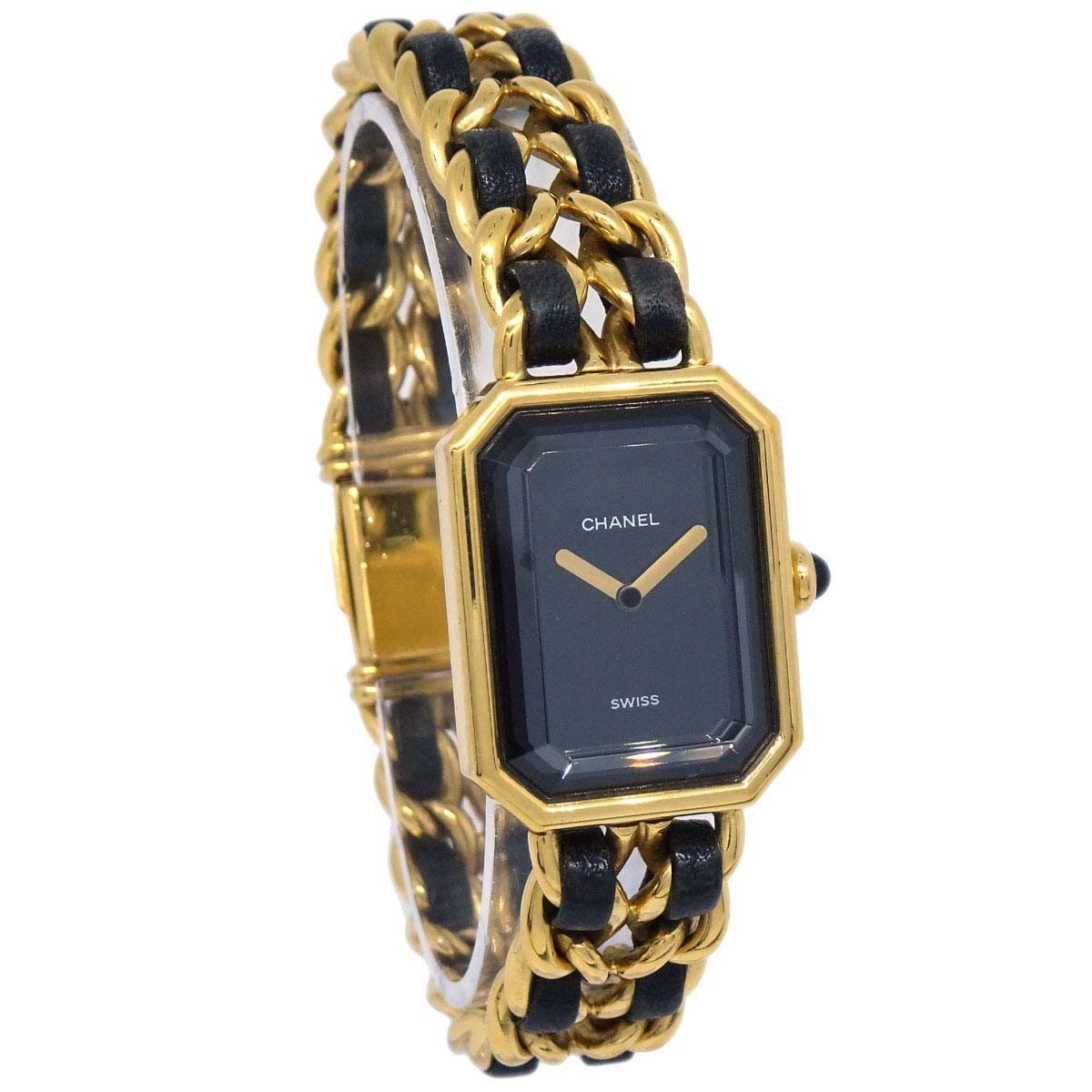 Chanel Premiere Rock Quartz Plated Metal And Leather Watch (Pre-Owned)