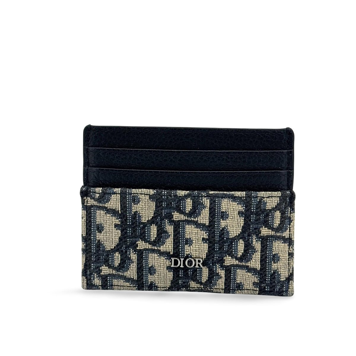 Christian Dior Card Holder Oblique Canvas And Leather Black Canvas Card Holders Accessory (Pre-Owned)
