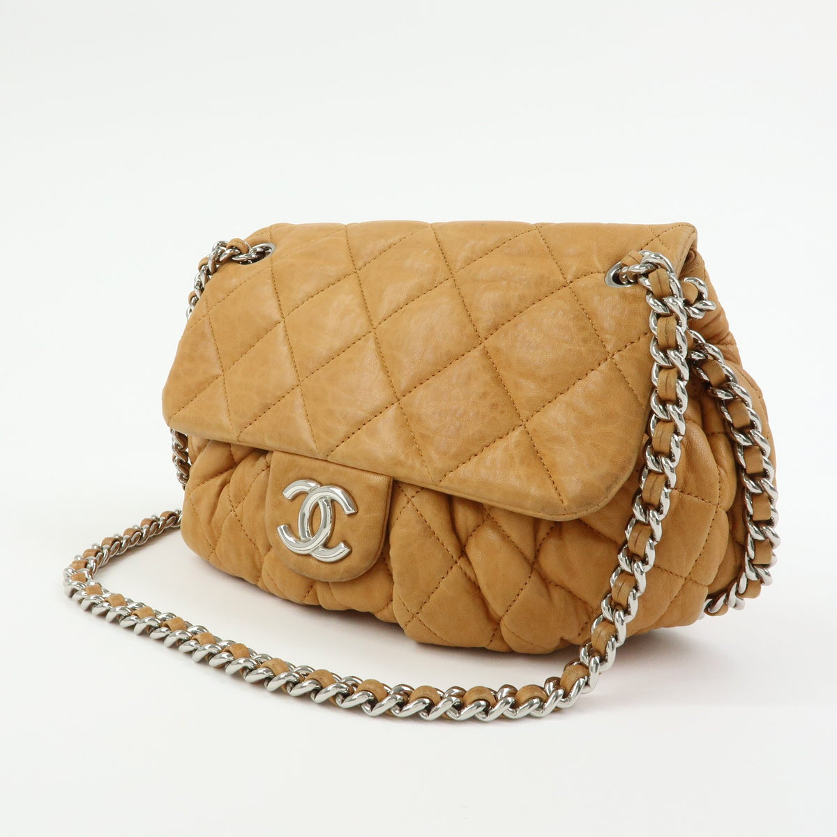 Chanel Chain Around Flap Quilted Leather Brown Leather Handbag (Pre-Owned)