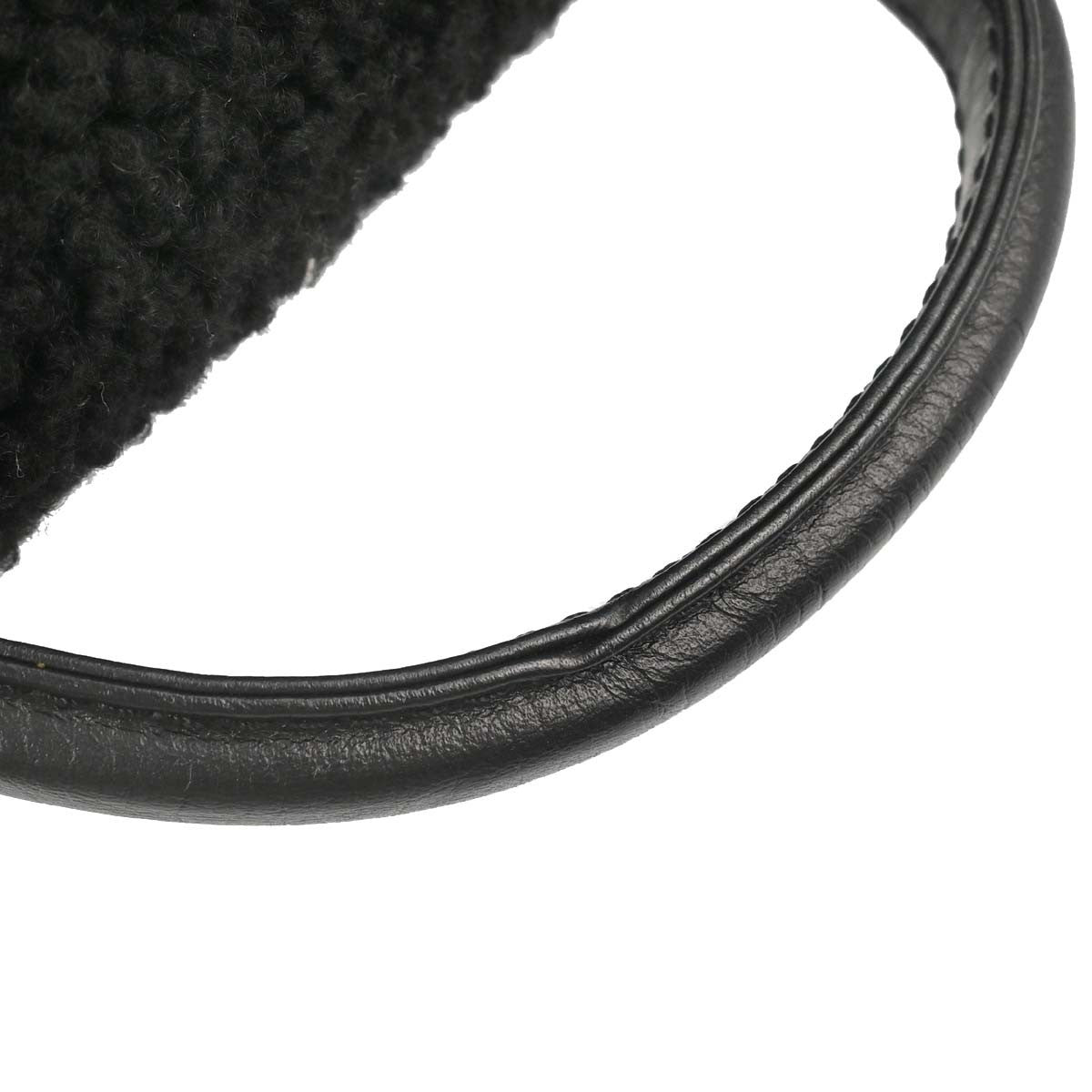 Chanel Top Handle Shearling With Tweed Black Tweed Handbag (Pre-Owned)