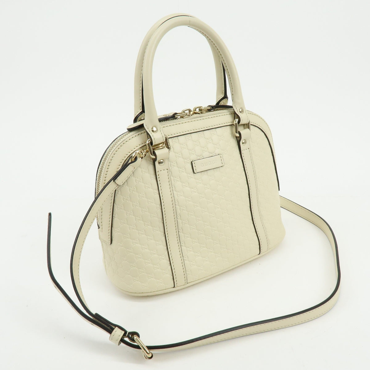 Gucci Convertible Dome Satchel Guccissima Leather White Leather Handbag (Pre-Owned)