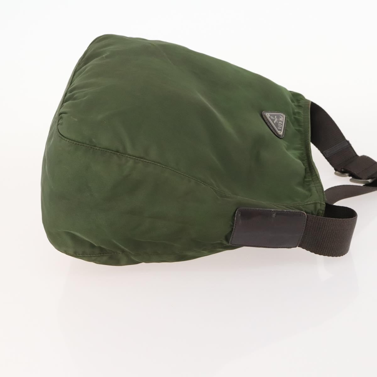 Prada Zip Top Messenger Tessuto Khaki Nylon Shoulder Bag Bag (Pre-Owned)