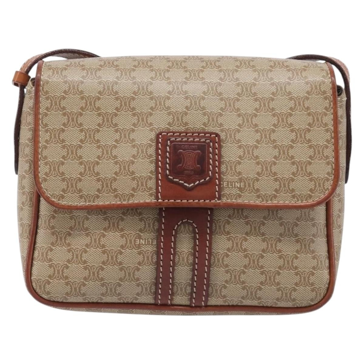Celine Macadam Shoulder Canvas Beige Canvas Crossbody Bag Bag (Pre-Owned)
