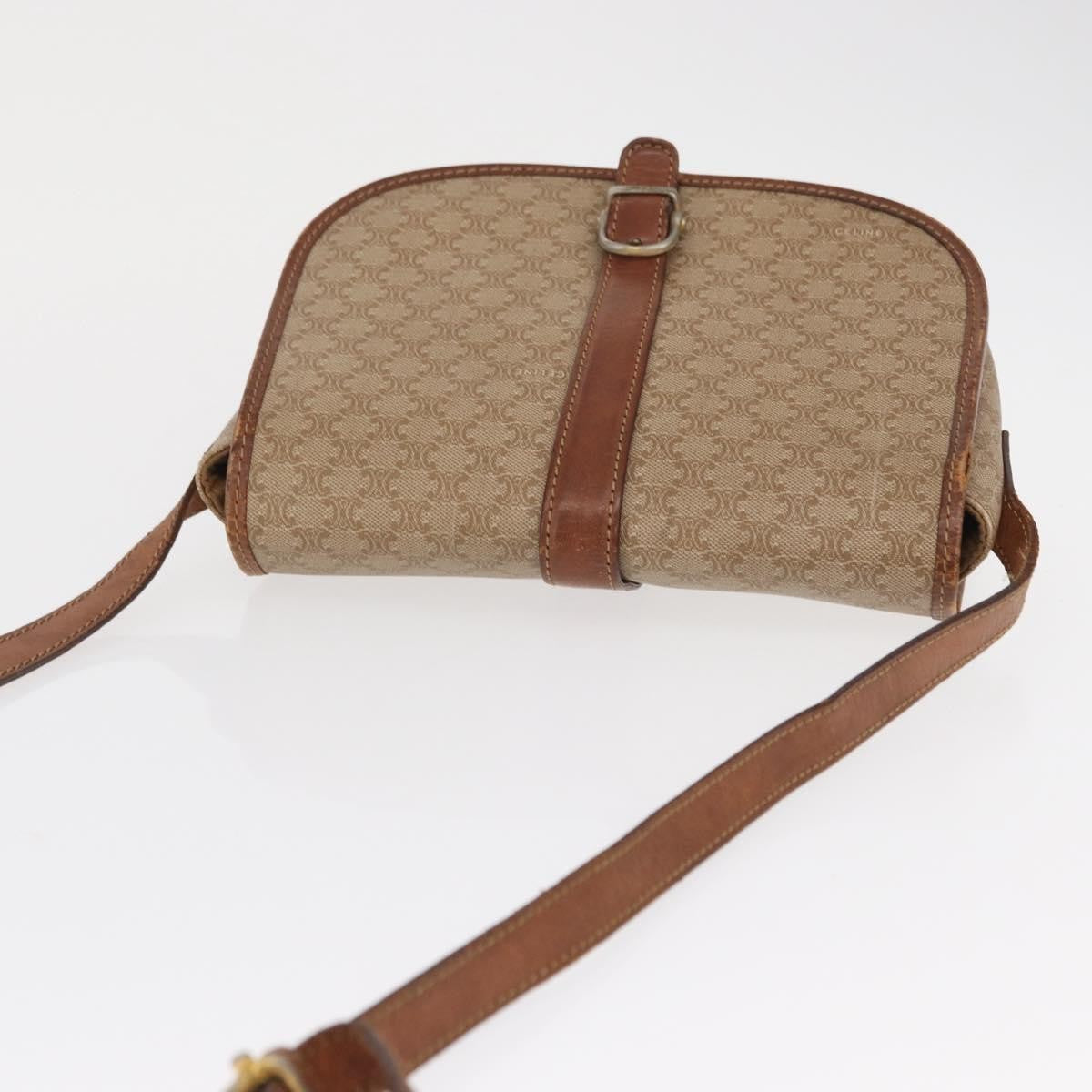 Celine Vintage Macadam Canvas And Leather Beige Canvas Shoulder Bag Bag (Pre-Owned)