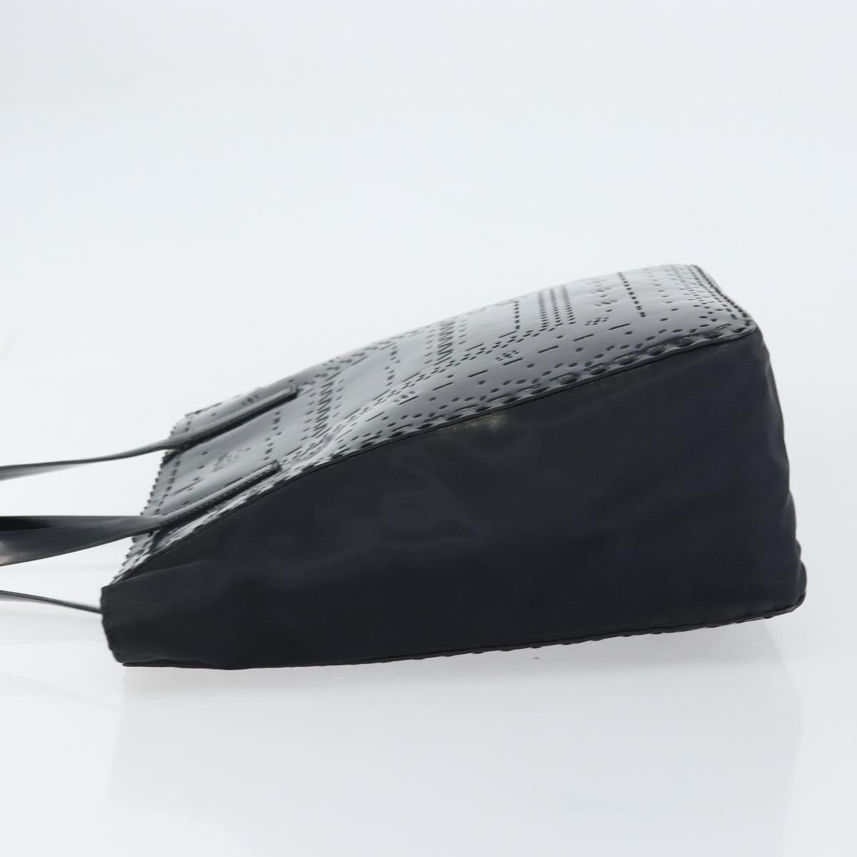 Prada Vintage Tote Tessuto With Leather Black Patent_Leather Tote Bag Bag (Pre-Owned)