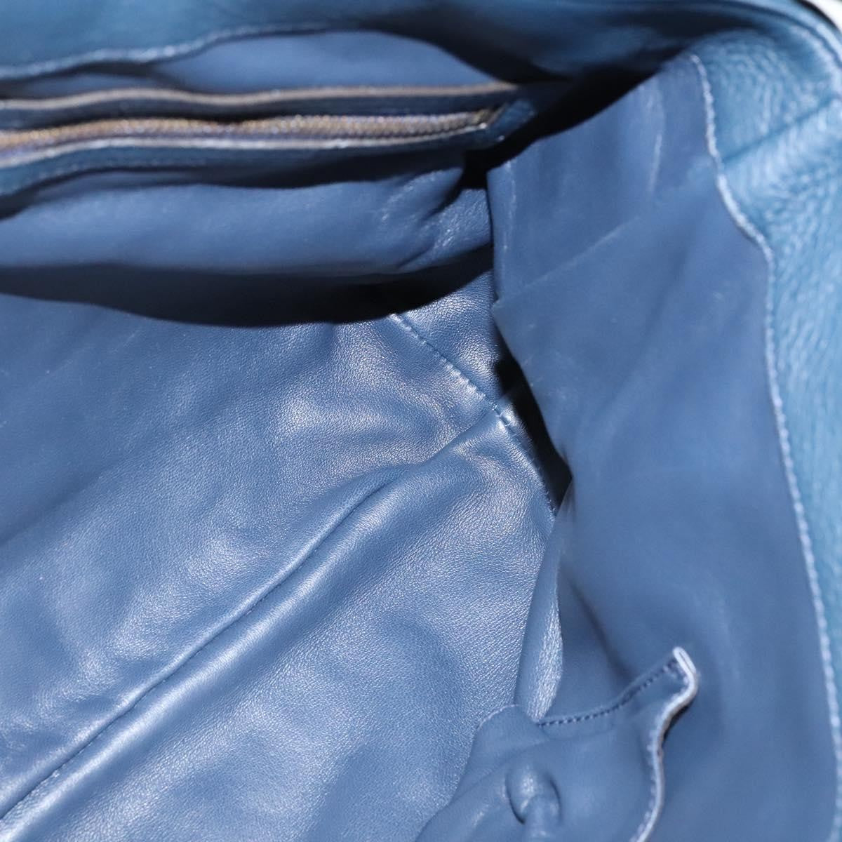 Gucci Hip Bamboo Flap Leather Blue Leather Handbag (Pre-Owned)